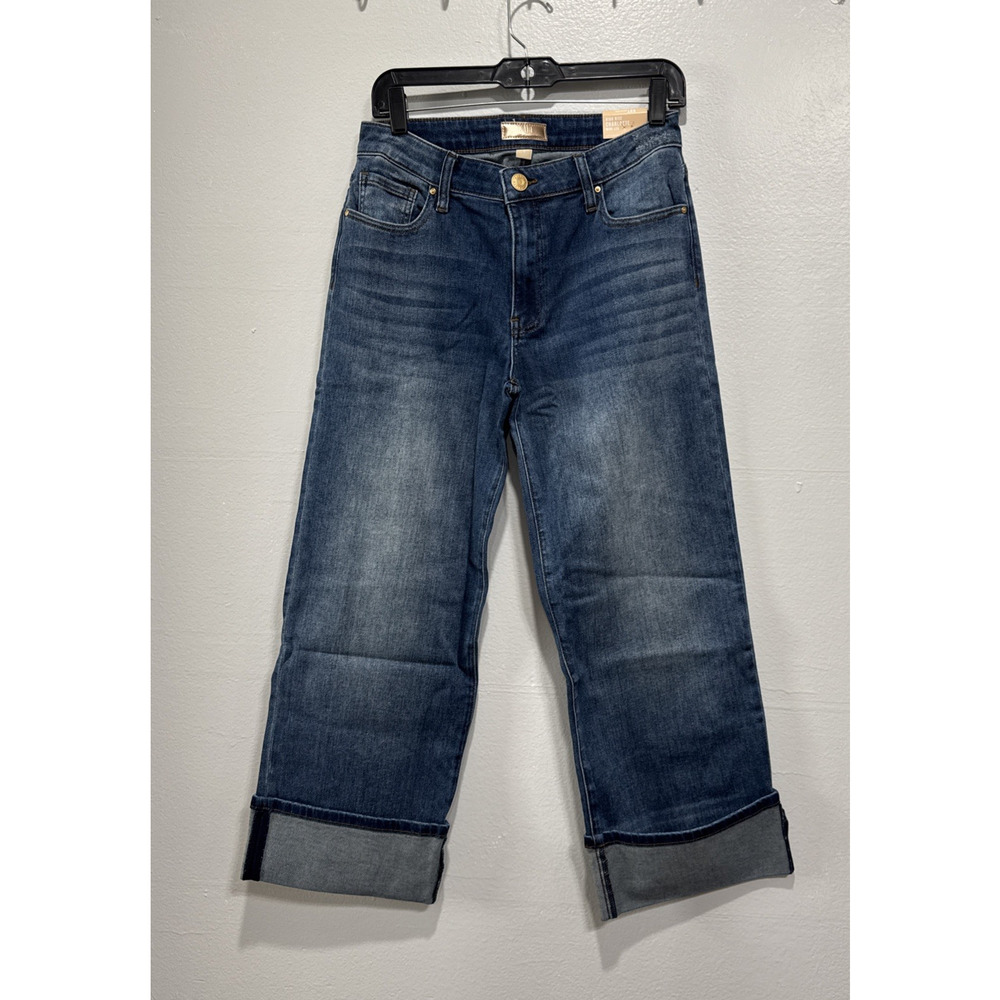 Kut From The Kloth Charlotte High Rise Wide Leg Cropped Jeans 4in Roll Up Size 6